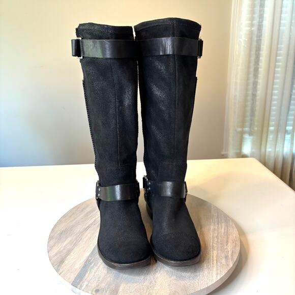 UGG Women's Dree Black Leather Harness Tall Moto Riding Boots US Size 9 - Picture 5 of 11